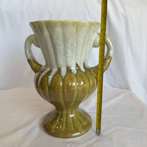 Vintage Urn Drip Glaze in Green Tones Planter 9.5 Inches - Picture 8 of 9